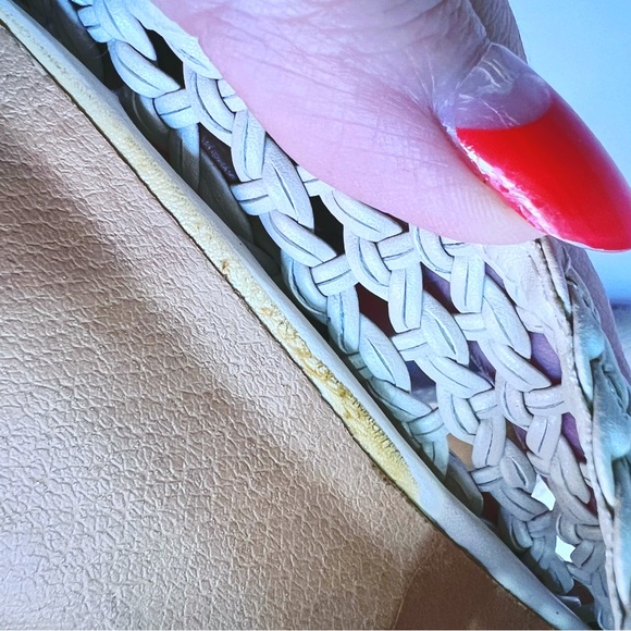 Cream Woven Block Heel Western Mule Women's 9 Casual Slip On - Picture 6 of 8